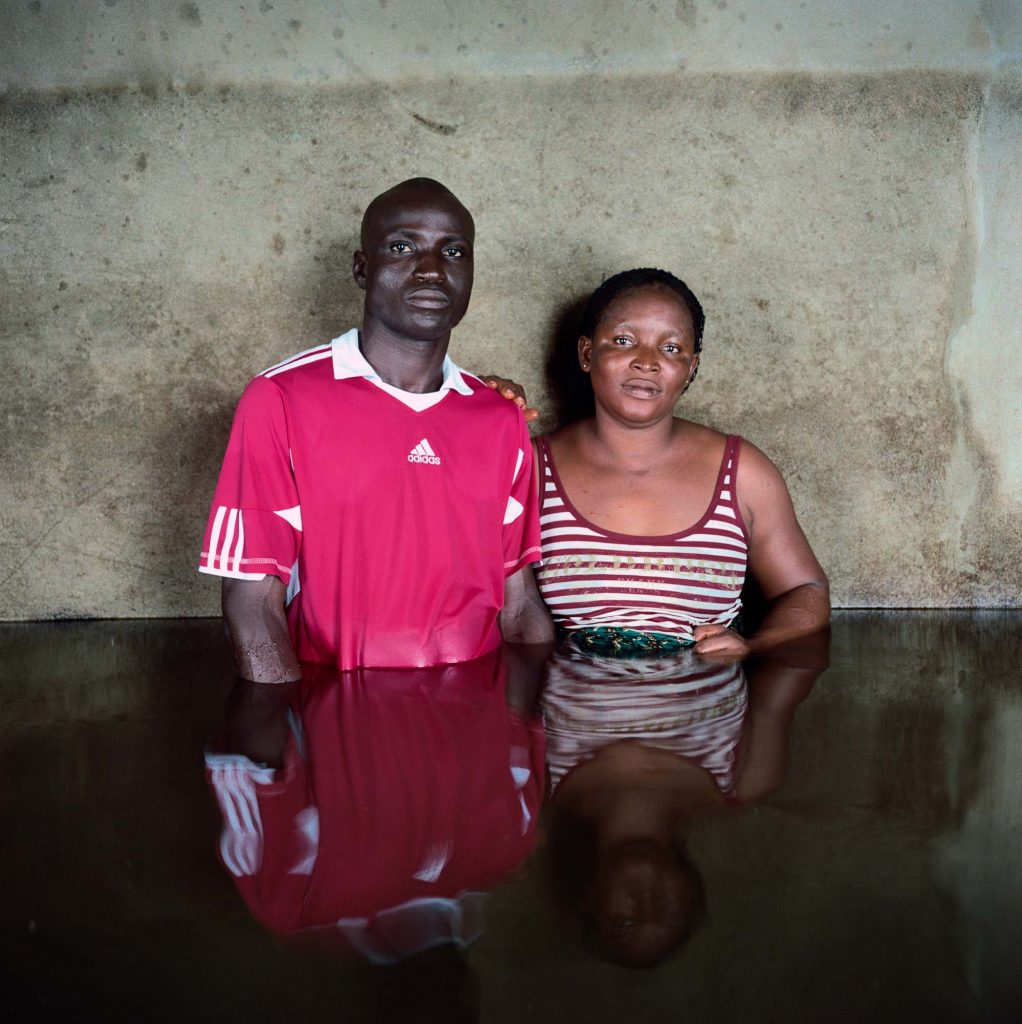 Man and woman in flood