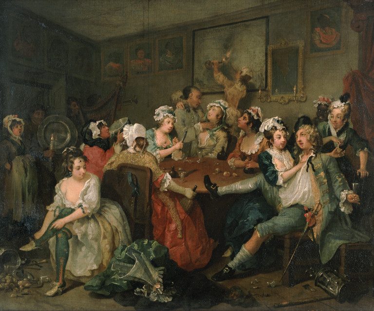 Oil painting showing an orgy