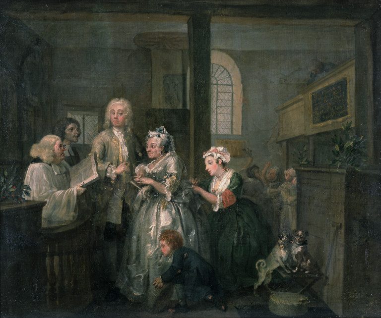 Oil painting showing the marriage