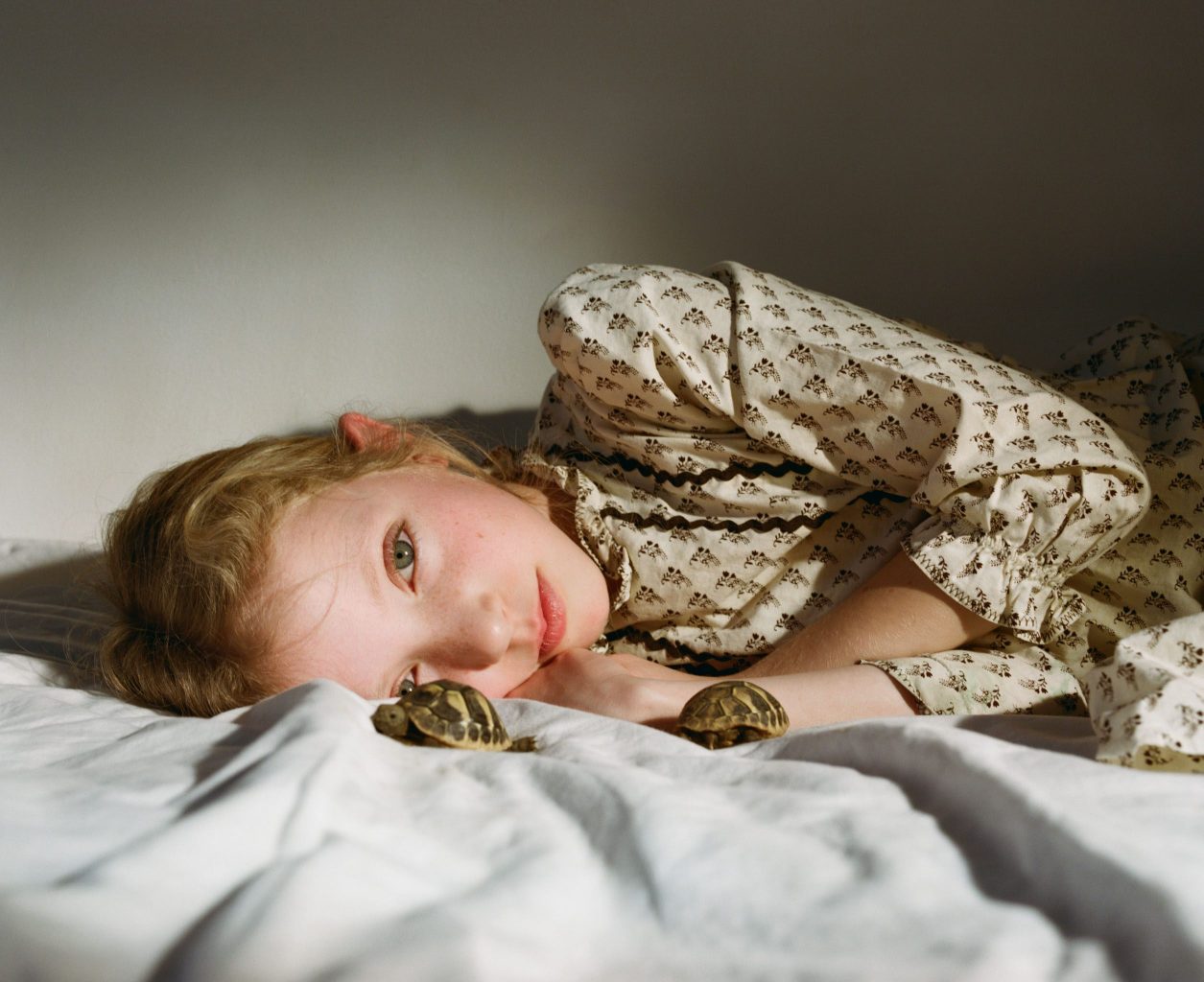 Girl and tortoises