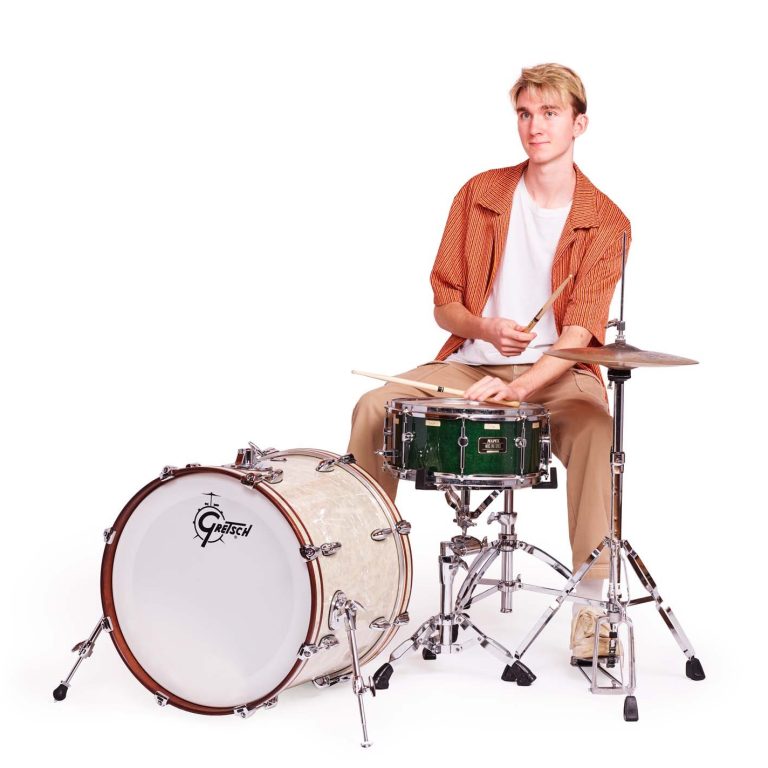 Student playing drums